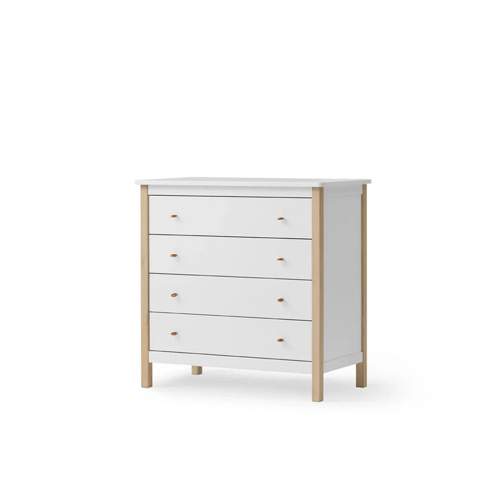 OLIVER FURNITURE - Commode 4 Tiroirs Wood, Blanc/Chêne