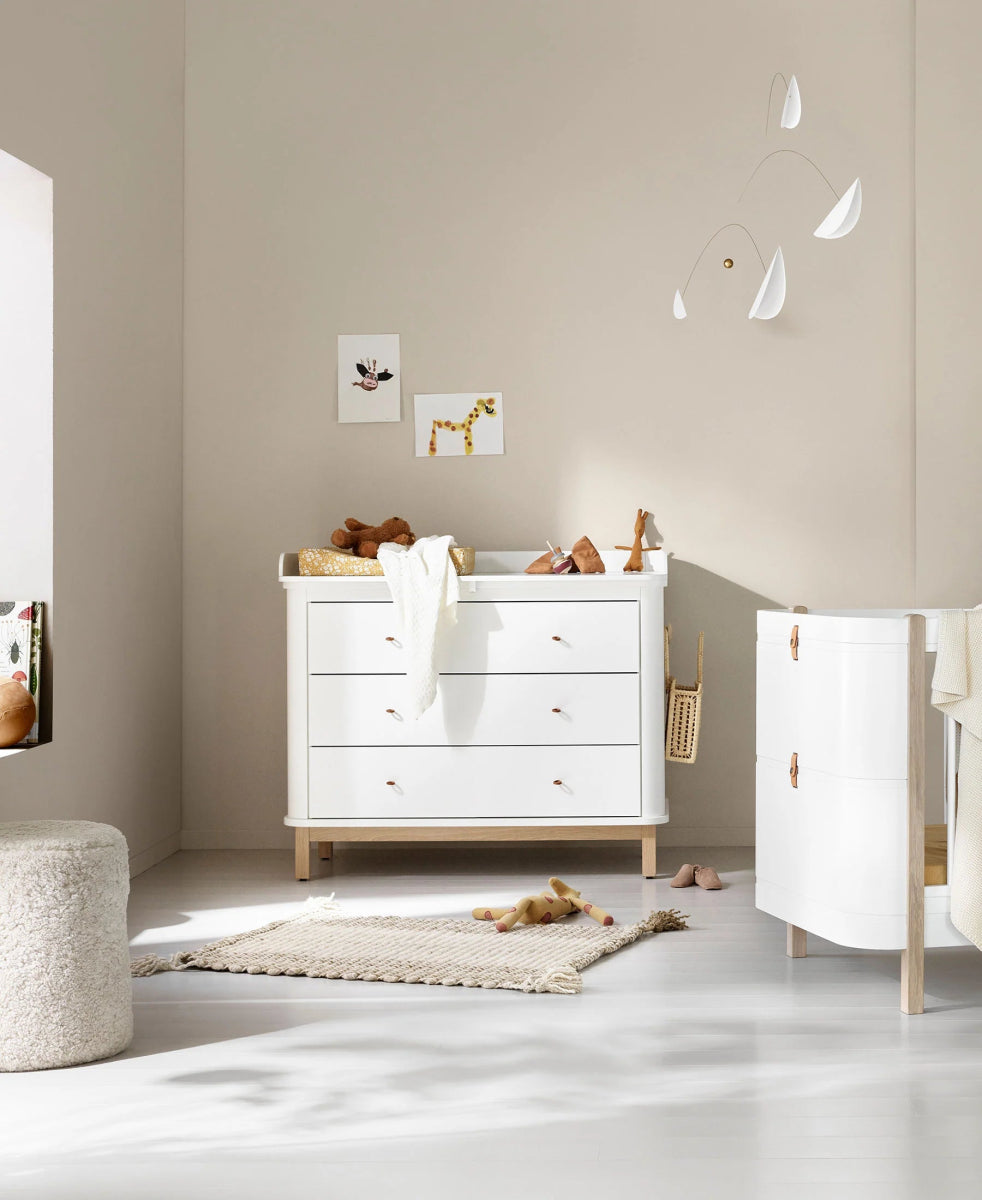 OLIVER FURNITURE - Commode À Langer Oliver Furniture 3 Tiroirs, Blanc/chêne - Nouveauté