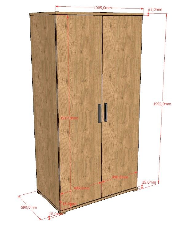 VIPACK - Armoire SAM 2 Portes Chêne