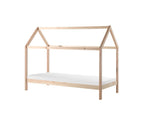 VIPACK - Lit Cabane DALLAS 90x200cm Naturel Avec Matelas