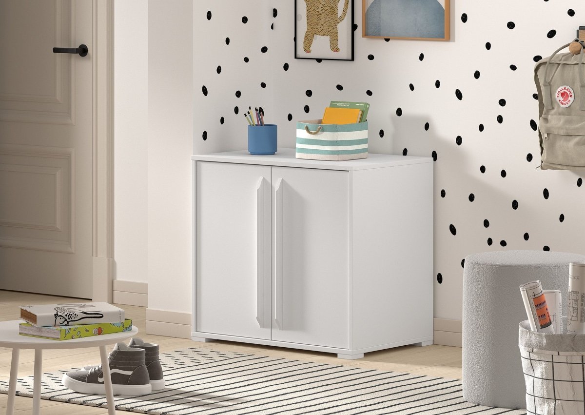 VIPACK - Commode SAM 2 Portes Pour Lit Mi - Hauteur Blanc