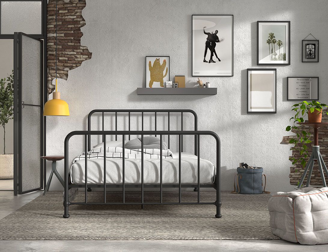 VIPACK - Lit BRONXX 140 X 200 cm Noir