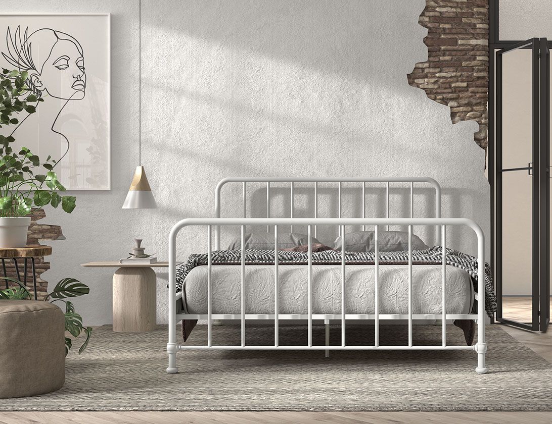 VIPACK - Lit BRONXX 160 X 200 cm Blanc