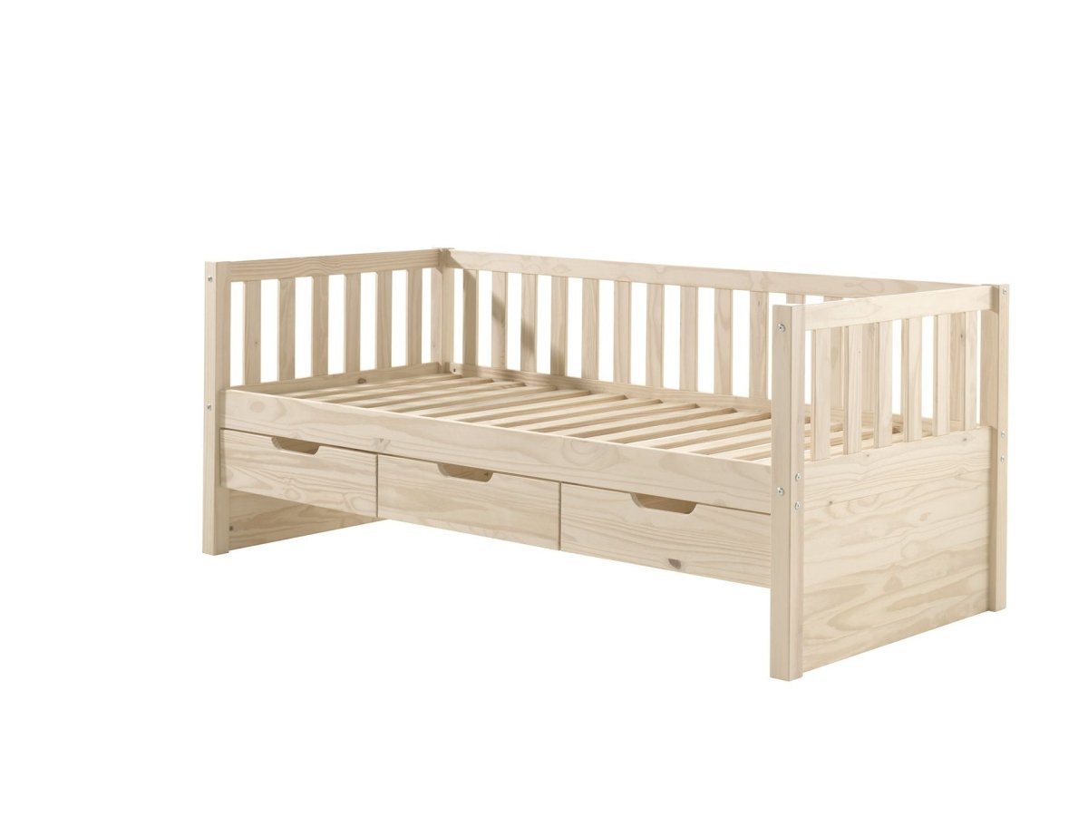 VIPACK - Lit Capitaine (91) FRITZ 90x200 cm Pin Laiteux