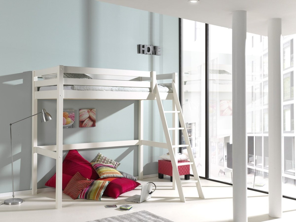 VIPACK-Lit Mezzanine Pino 90 X 200 Cm Blanc