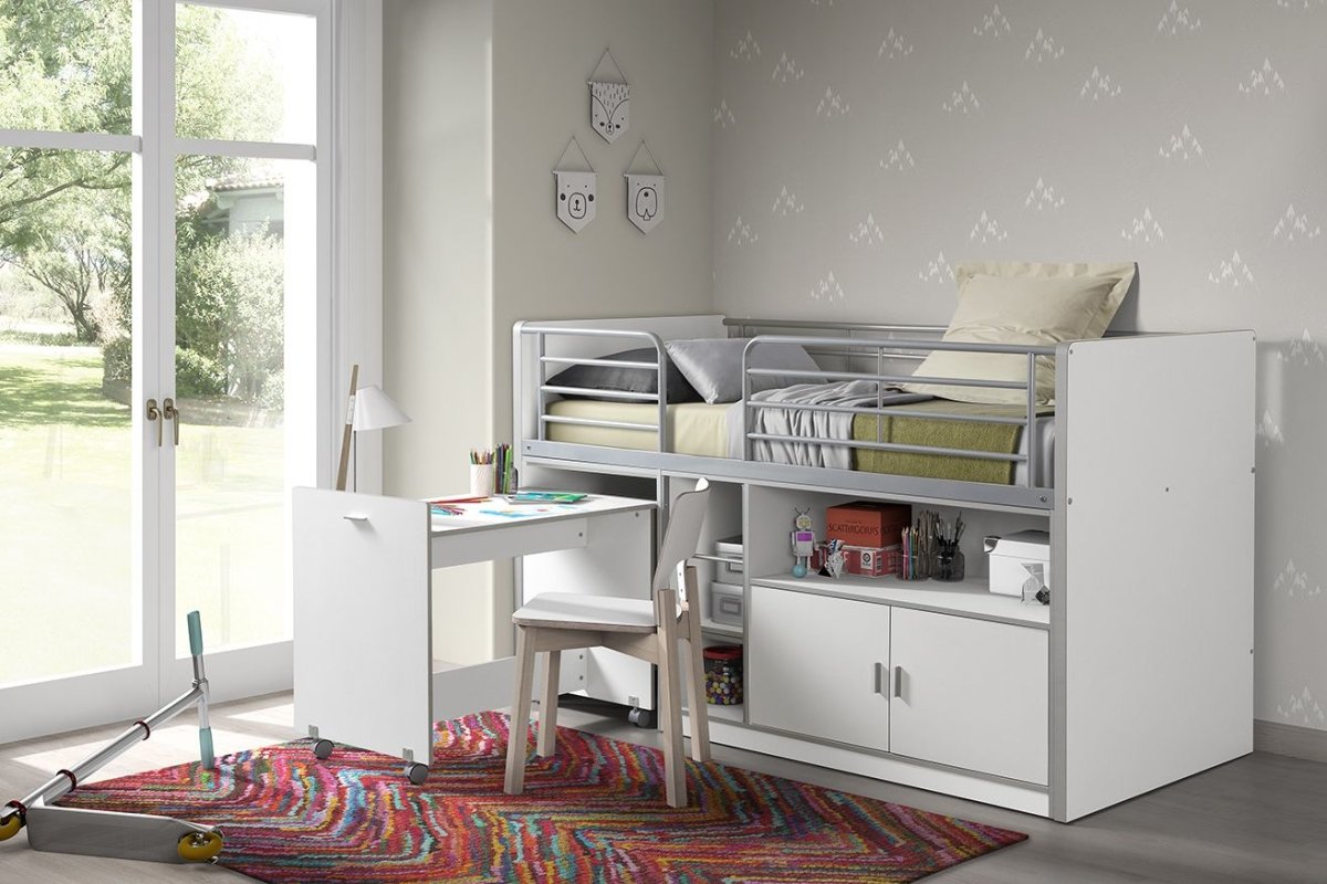 VIPACK - Lit Mi - Hauteur (91) BONNY 90 X 200 Cm Blanc