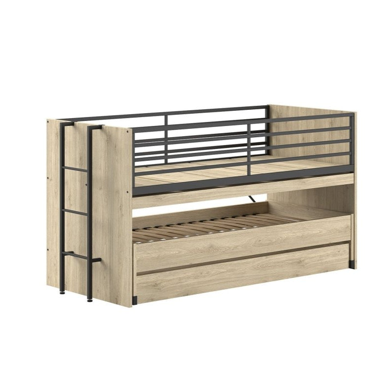 VIPACK - Lit Mi - Hauteur SAM (86) 90 X 200 cm Chêne