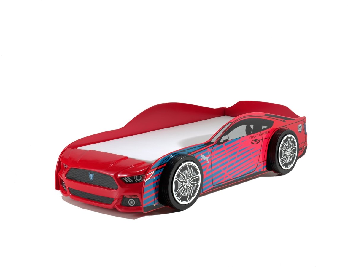 VIPACK-Lit Voiture Panther Power Rouge Avec Matelas 90x200 cm
