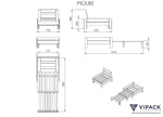 VIPACK - Lit Mezzanine PINO Avec Fauteuil 90 X 200 cm Gris