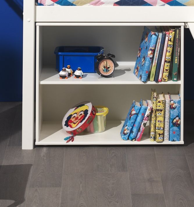 VIPACK - Lit Mi - Hauteur (H 115cm) PINO Avec Échelle 90 X 200 cm Blanc