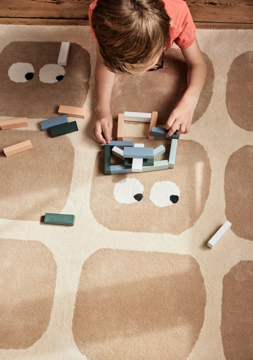 BLEUU - STUDIO - Tapis Enfant Bidules Beige 100 x 130 Cm