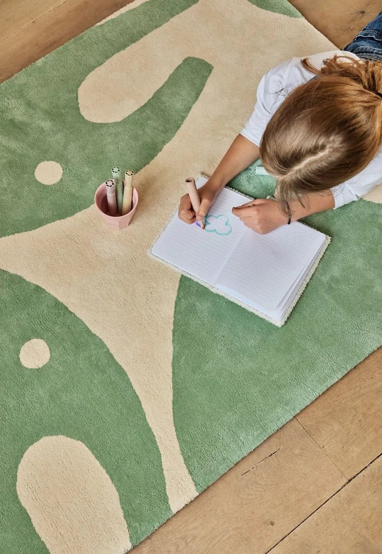 BLEUU - STUDIO - Tapis Enfant Elephant Vert 120 x 170 Cm