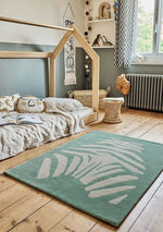 BLEUU - STUDIO - Tapis Enfant Zebre Vert 100 x 130 Cm