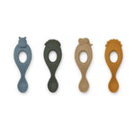 LIEWOOD - Lot De 4 Cuillères En Silicone Liva - Safari Blue Multi Mix