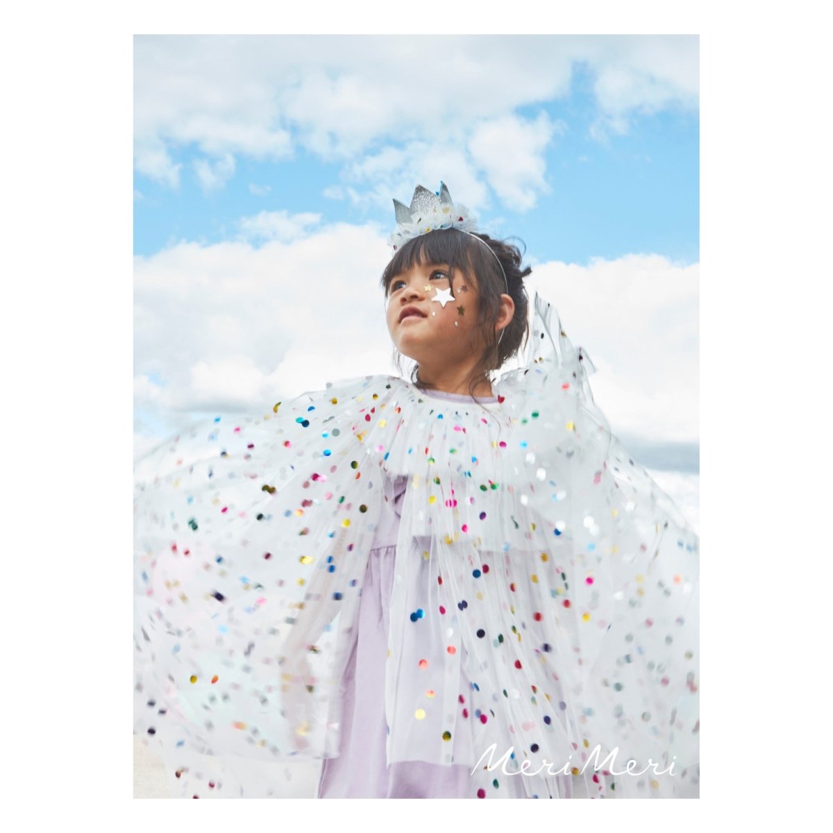 MERI MERI - Cape en Tulle à Pointillés Brillants & Couronne et Baguette