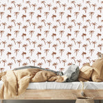 MUNKS & ME - Le Papier Peint Chambre Enfant à Motif Répété - Imprimé Palmier Tropical Noa | Rouiller