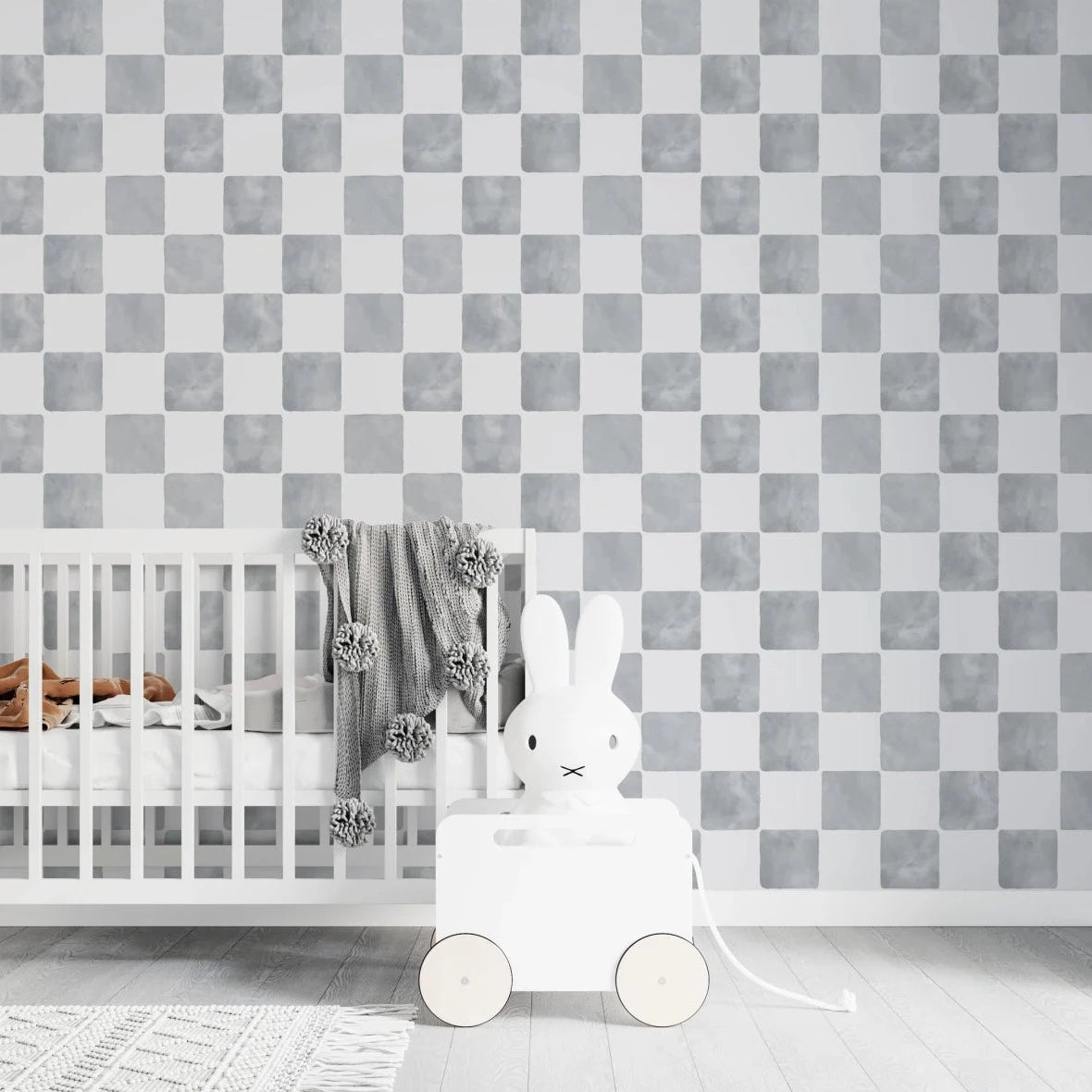 MUNKS & ME - Papier Peint Chambre Enfant à Motif Répété - À Carreaux Billys | Bleu