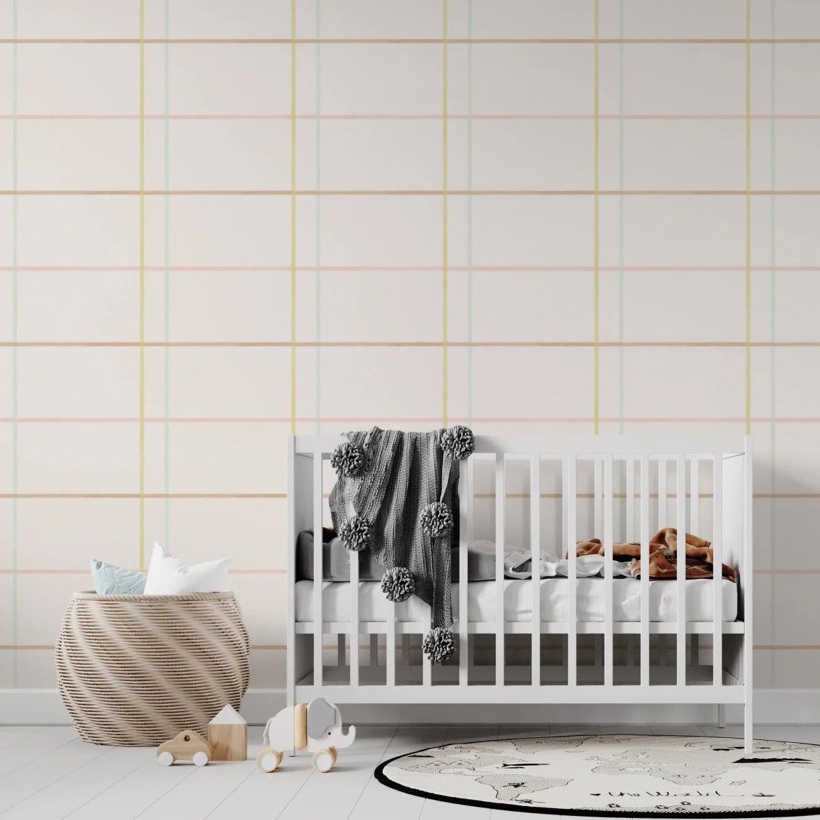 MUNKS & ME - Papier Peint Chambre Enfant à Motif Répété - À Carreaux Celia