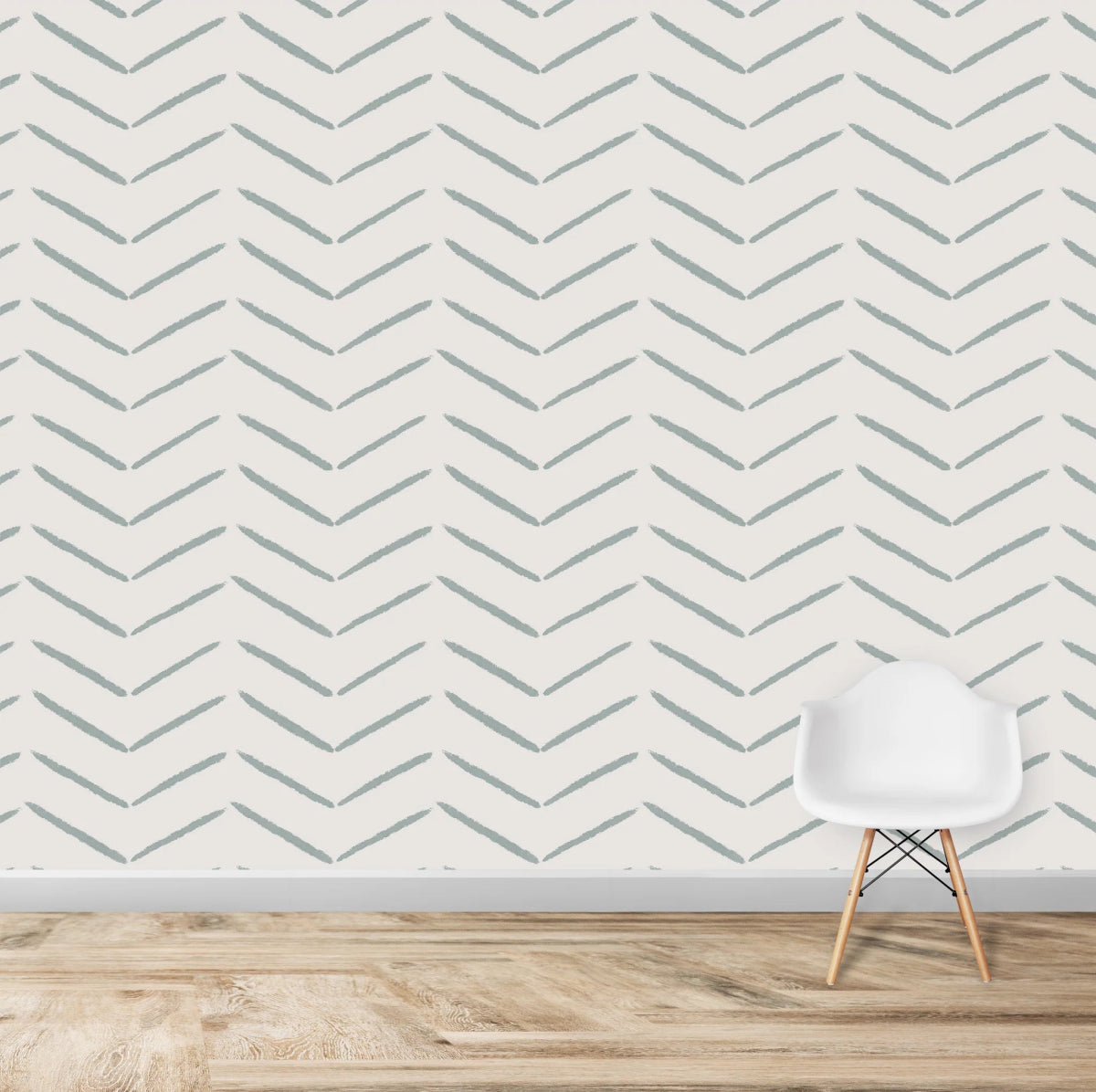 MUNKS & ME - Papier Peint Chambre Enfant à Motif Répété - À Chevrons | Bleu