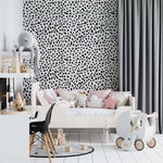 MUNKS & ME - Papier Peint Chambre Enfant à Motif Répété - À Pois Dalmatien | Noir