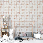 MUNKS & ME - Papier Peint Chambre Enfant à Motif Répété - Aquarelle Harlequin | Rose