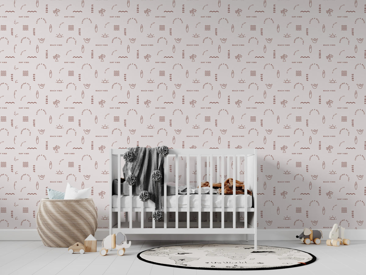 MUNKS & ME - Papier Peint Chambre Enfant à Motif Répété - Beach Vibes | Rouiller