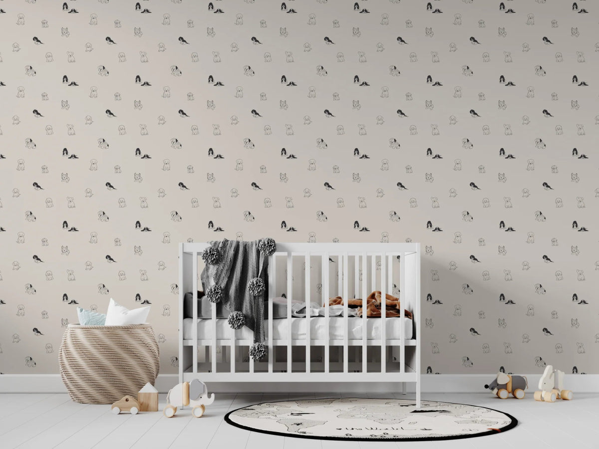 MUNKS & ME - Papier Peint Chambre Enfant à Motif Répété - Chiot