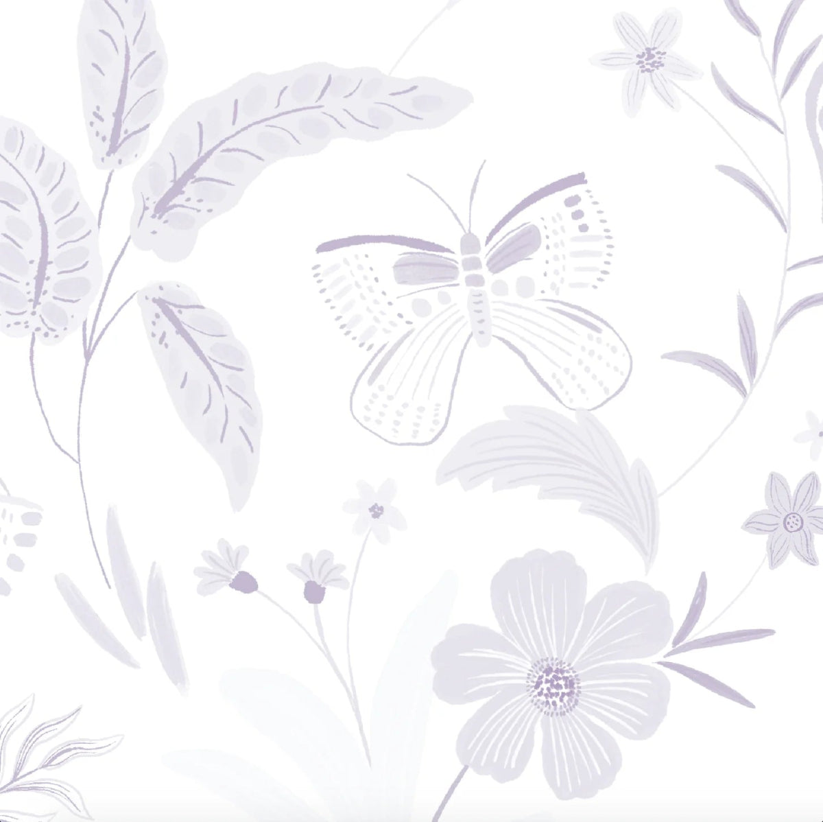 MUNKS & ME - Papier Peint Chambre Enfant à Motif Répété - De Jardin De Papillons | Violet