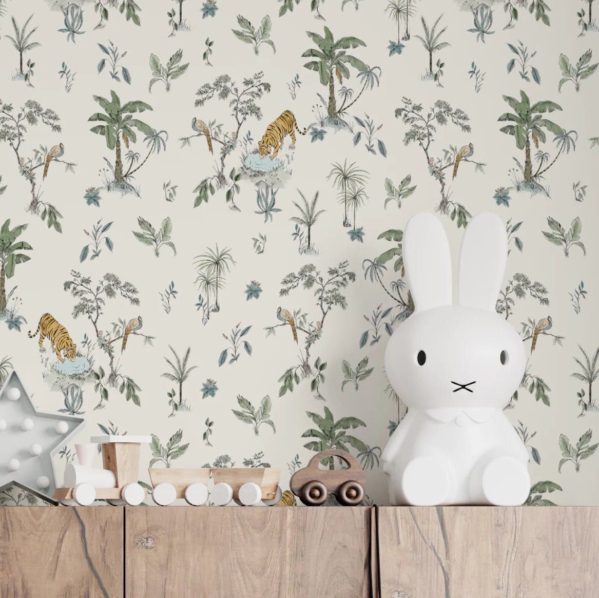 MUNKS & ME - Papier Peint Chambre Enfant à Motif Répété - De Tigre Tropical