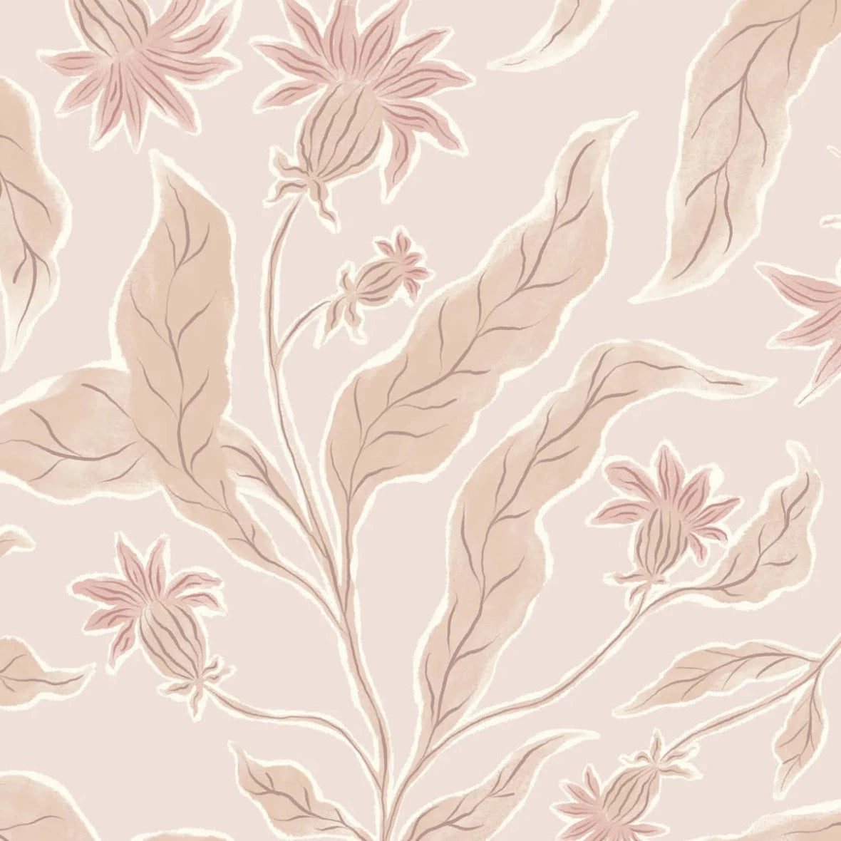 MUNKS & ME - Papier Peint Chambre Enfant à Motif Répété - Elodies Thistle - Sable