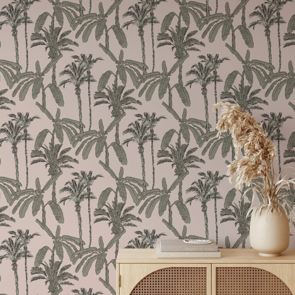 MUNKS & ME - Papier Peint Chambre Enfant à Motif Répété - Ezra Palm Print - Sable
