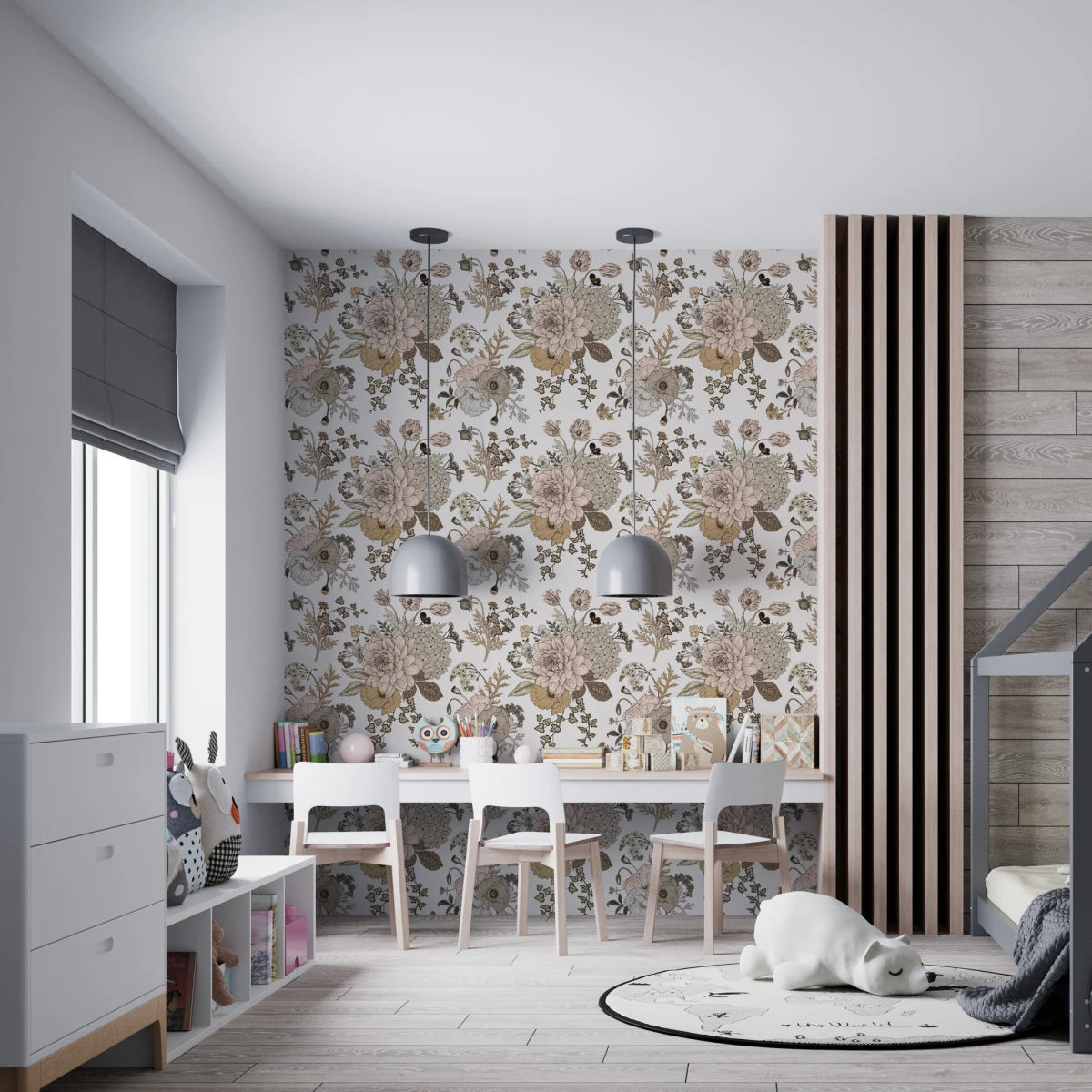 MUNKS & ME - Papier Peint Chambre Enfant à Motif Répété - Floral Adley