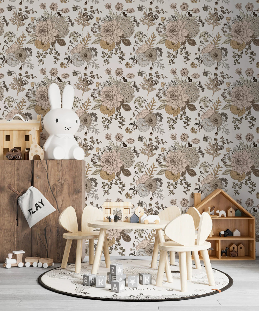 MUNKS & ME - Papier Peint Chambre Enfant à Motif Répété - Floral Adley