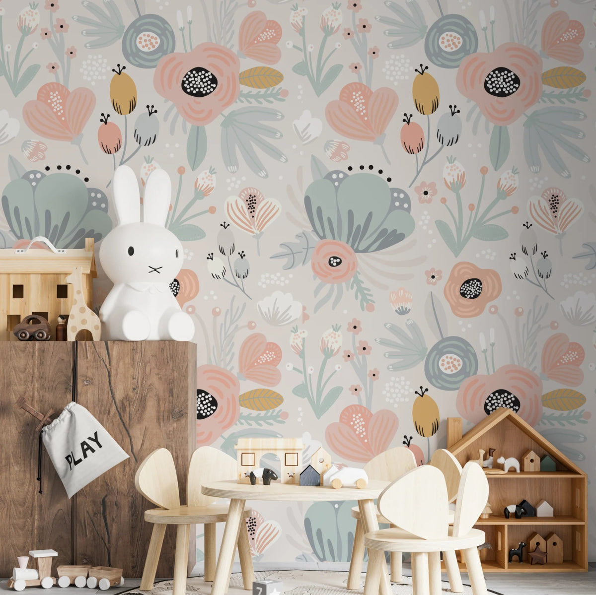 MUNKS & ME - Papier Peint Chambre Enfant à Motif Répété - Floral Betsy