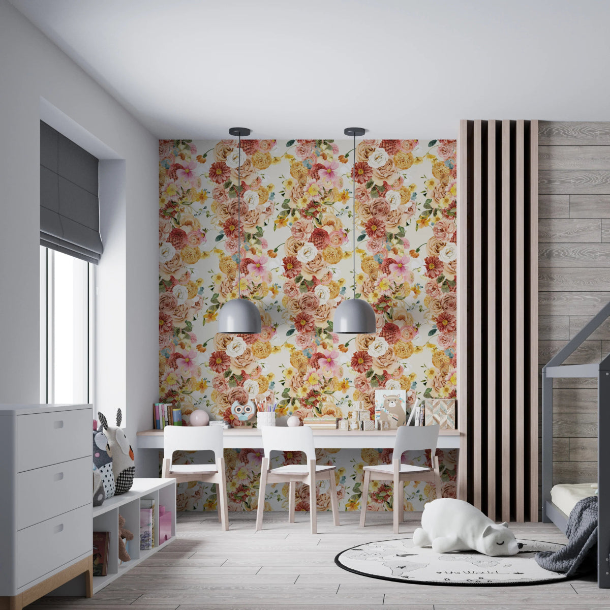 MUNKS & ME - Papier Peint Chambre Enfant à Motif Répété - Floral Blairs
