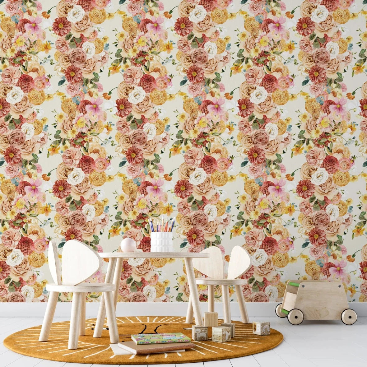 MUNKS & ME - Papier Peint Chambre Enfant à Motif Répété - Floral Blairs