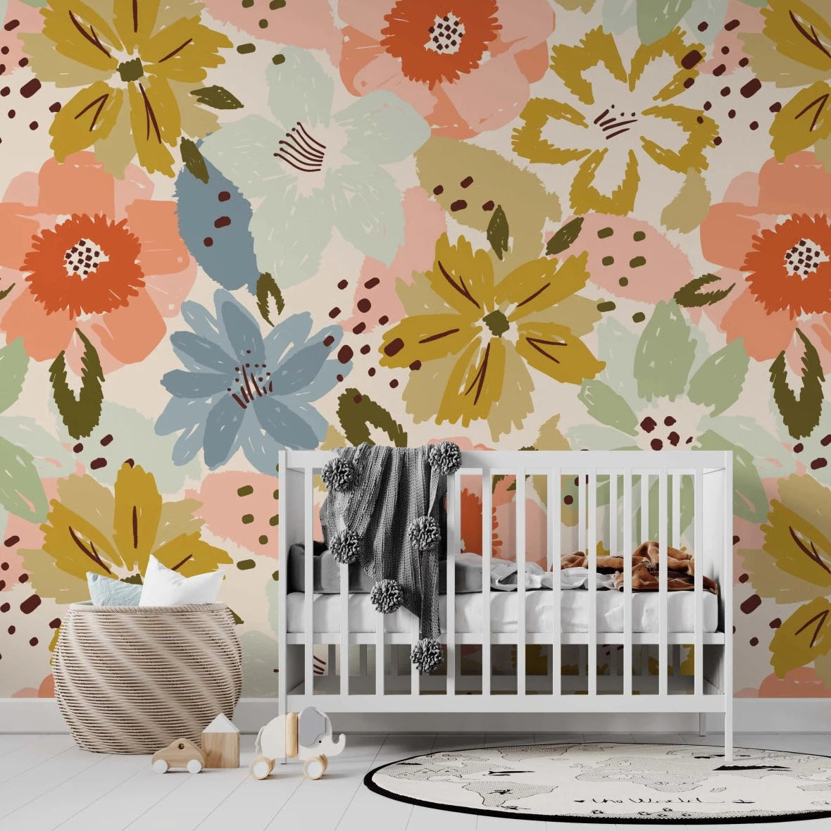 MUNKS & ME - Papier Peint Chambre Enfant à Motif Répété - Floral Penelope
