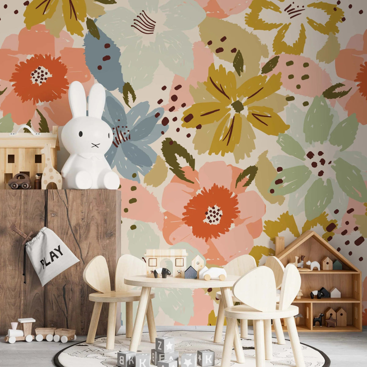 MUNKS & ME - Papier Peint Chambre Enfant à Motif Répété - Floral Penelope