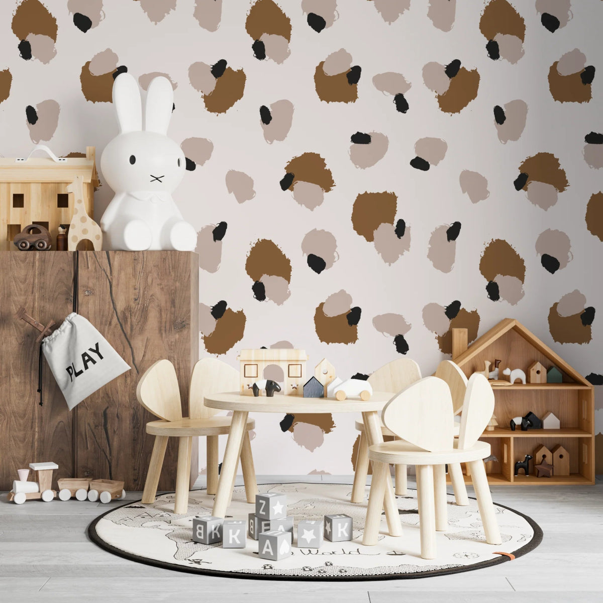 MUNKS & ME - Papier Peint Chambre Enfant à Motif Répété - Léopard Harry