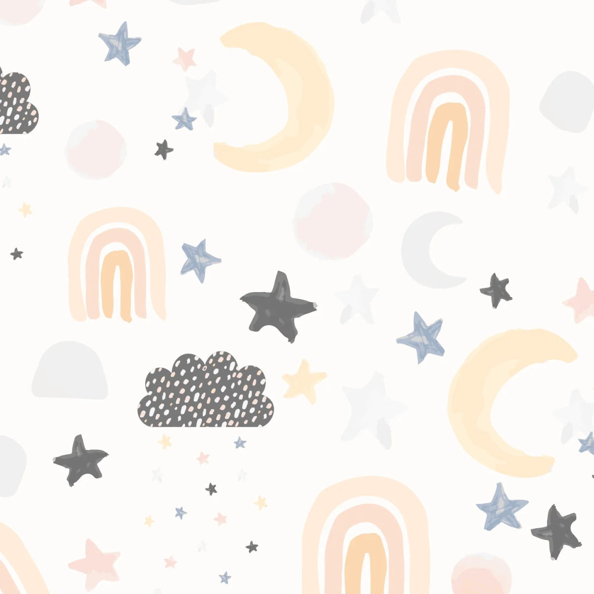 MUNKS & ME - Papier Peint Chambre Enfant à Motif Répété - Lune Et Étoiles