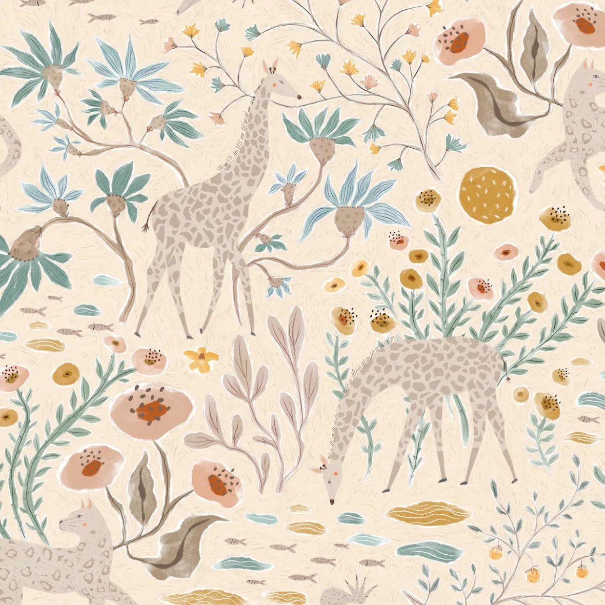 MUNKS & ME - Papier Peint Chambre Enfant à Motif Répété - Mils Menagerie - Rose
