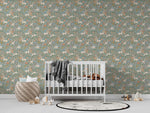 MUNKS & ME - Papier Peint Chambre Enfant à Motif Répété - Mils Menagerie - Sauge
