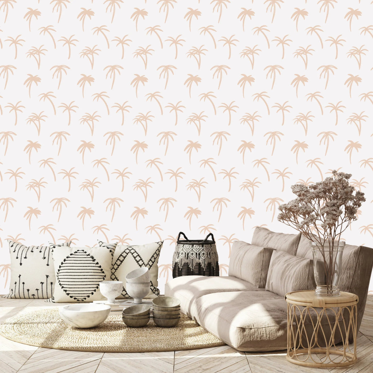MUNKS & ME - Papier Peint Chambre Enfant à Motif Répété - Noa Palme Tropicale - Rose