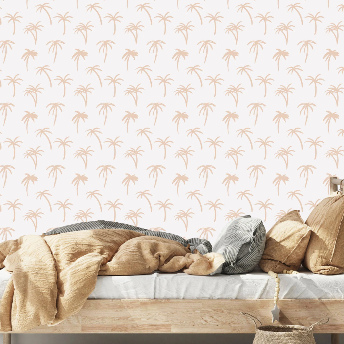 MUNKS & ME - Papier Peint Chambre Enfant à Motif Répété - Noa Palme Tropicale - Rose