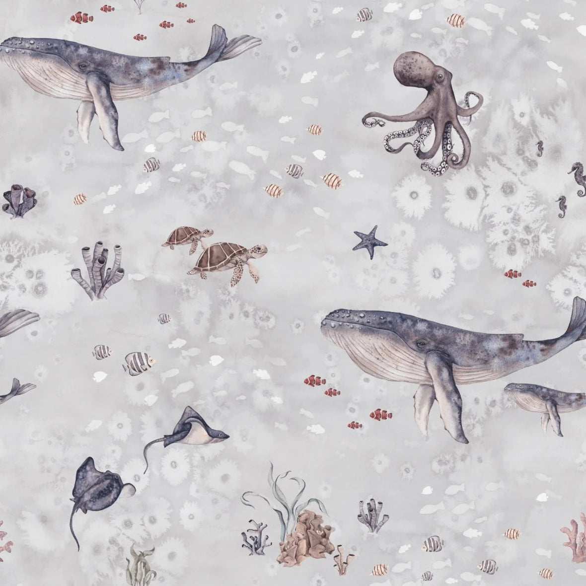 MUNKS & ME - Papier Peint Chambre Enfant à Motif Répété - Ocean Friends