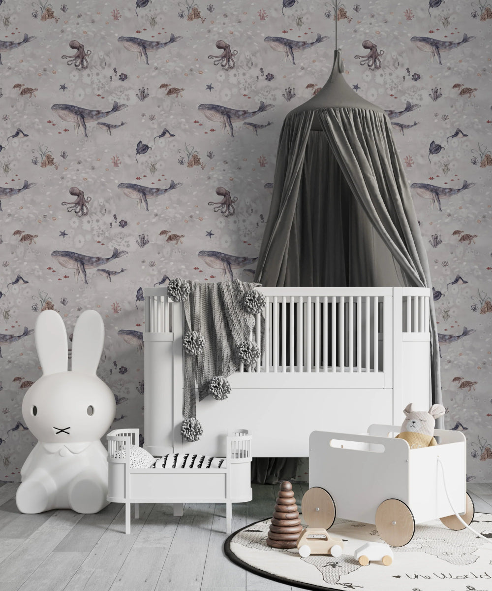 MUNKS & ME - Papier Peint Chambre Enfant à Motif Répété - Ocean Friends