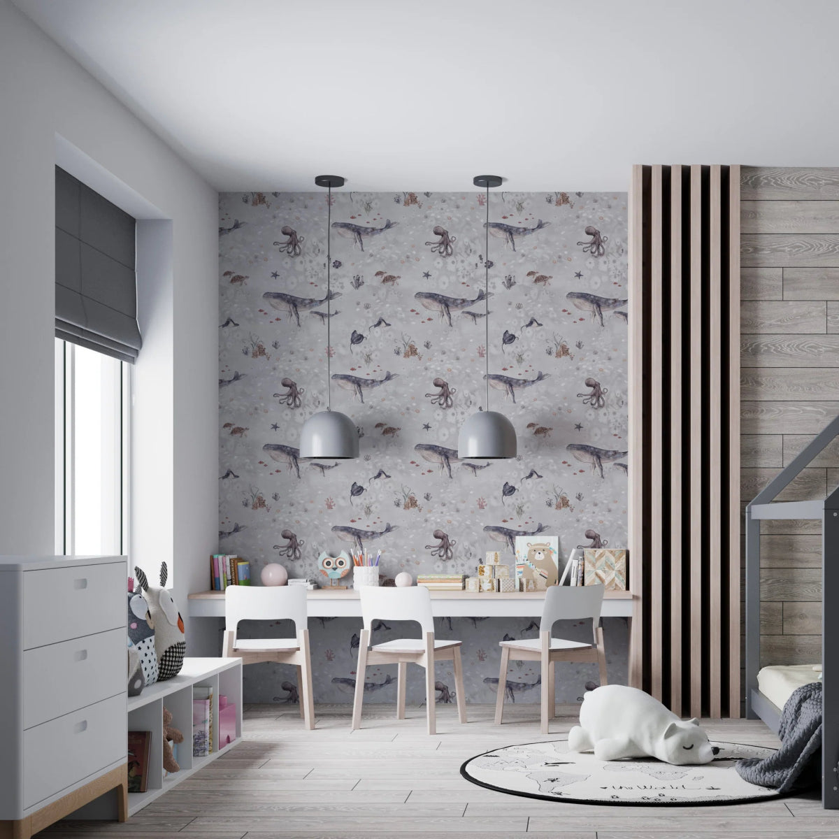 MUNKS & ME - Papier Peint Chambre Enfant à Motif Répété - Ocean Friends