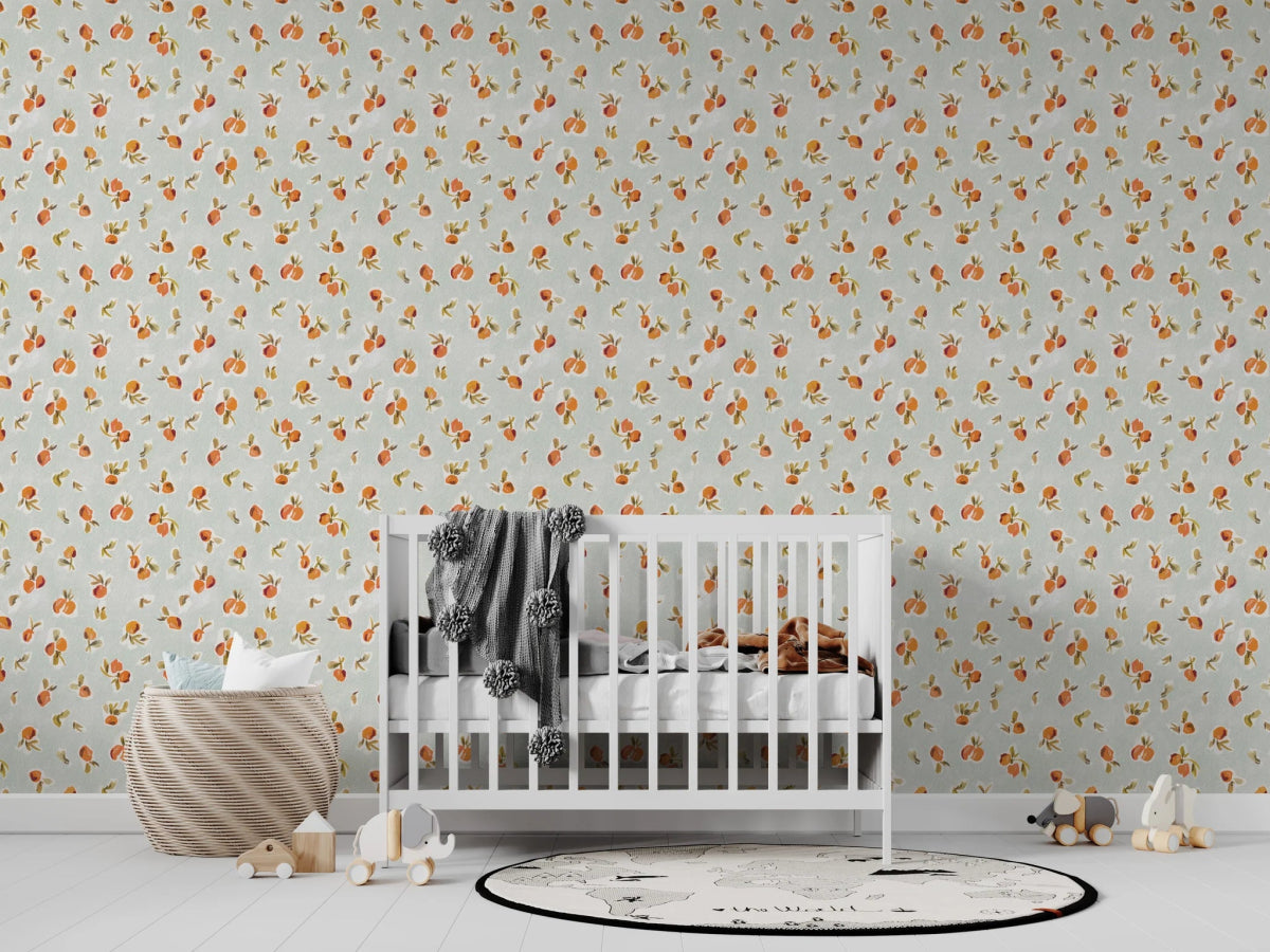 MUNKS & ME - Papier Peint Chambre Enfant à Motif Répété - Oranges Ollies | Bleu