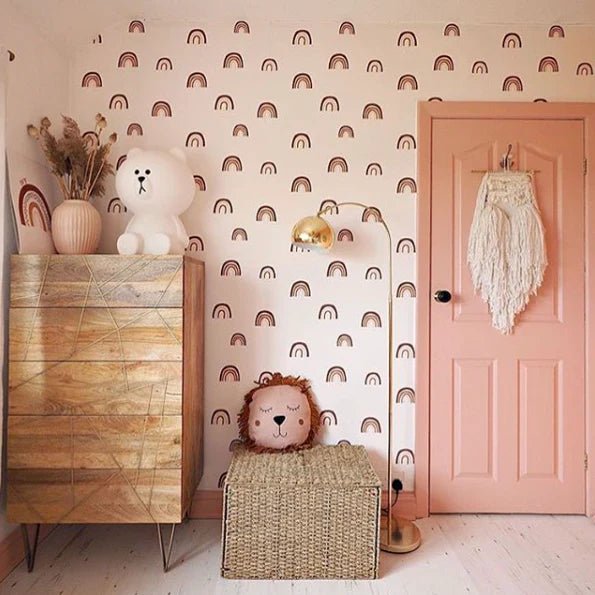 MUNKS & ME - Papier Peint Chambre Enfant à Motif Répété - Raining Rainbows