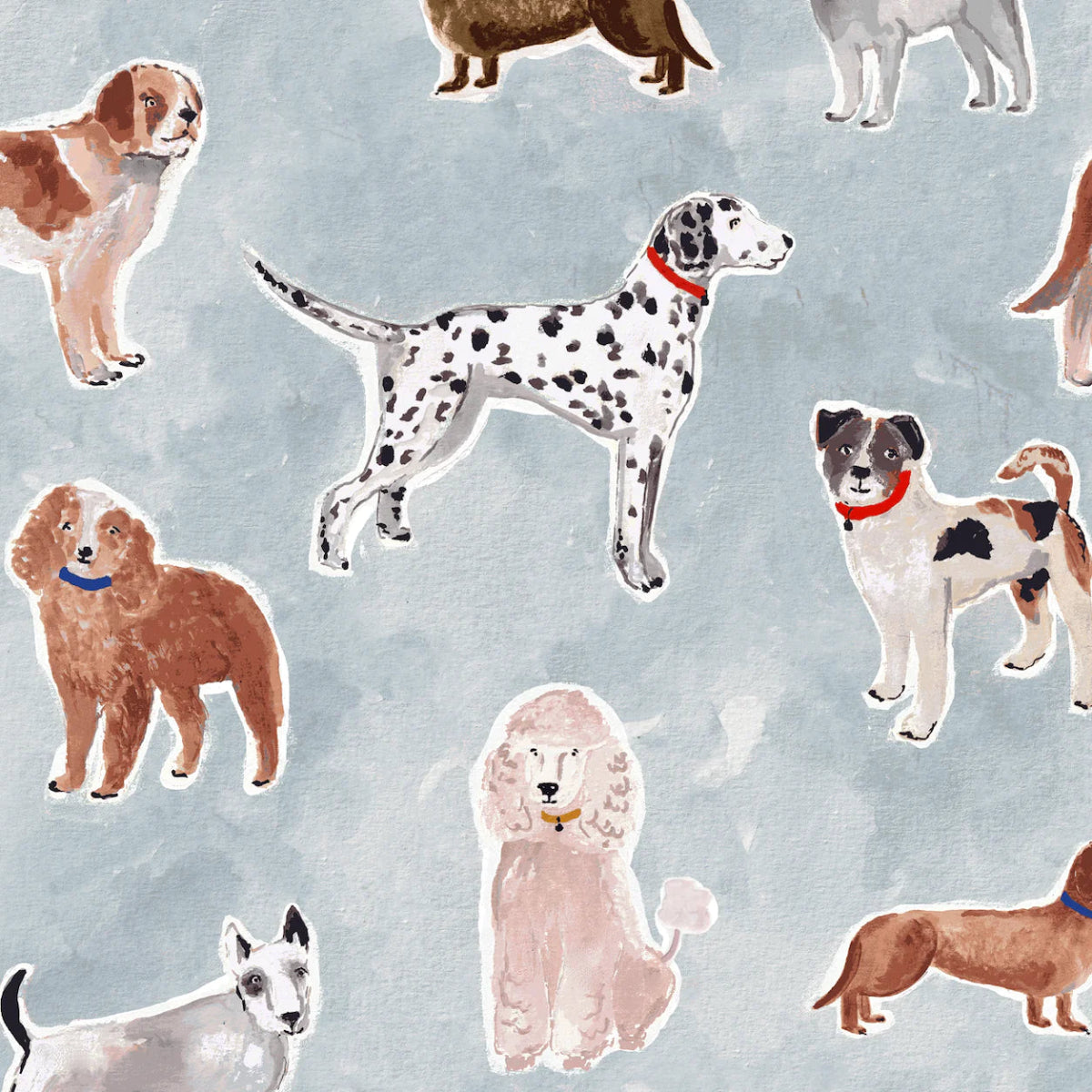 MUNKS & ME - Papier Peint Chambre Enfant à Motif Répété - Rigby Dog - Bleu